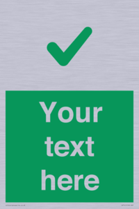 Custom green background, green tick sign